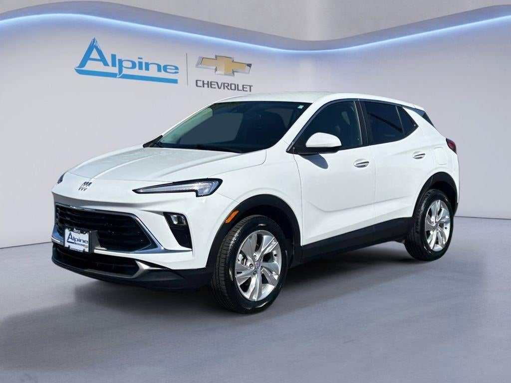 2025 Buick Encore GX Preferred in Summit White — front three-quarter view